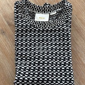 Preowned Maeve By Anthropologie Black & White Geometric Crewneck Tank Top Size M